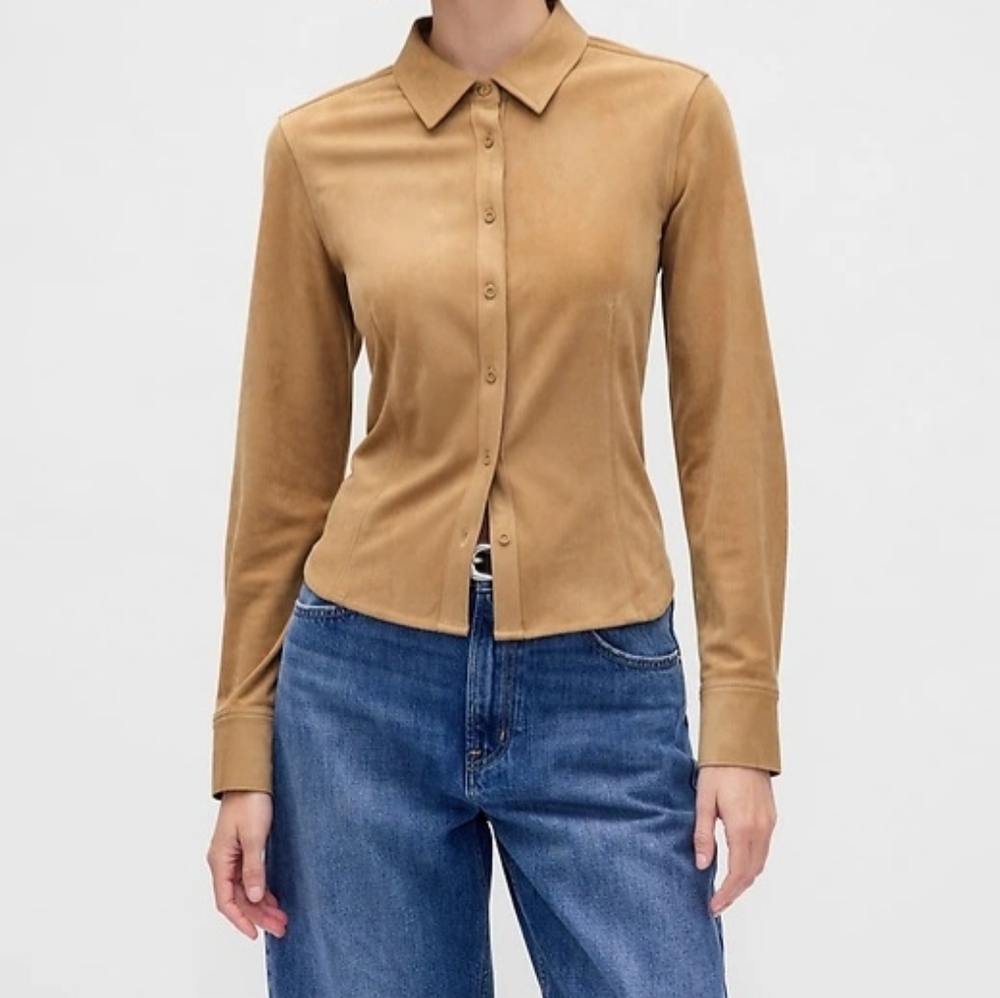 Vegan‎ Suede Button Down - Size Small